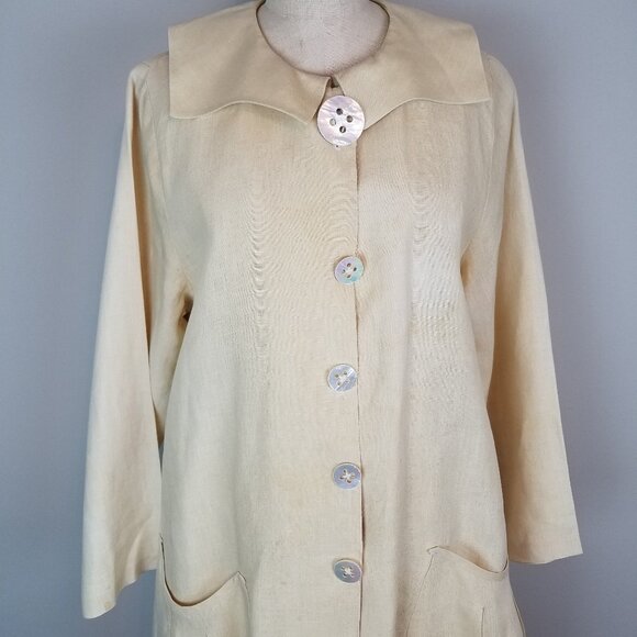 Vintage Two Piece Butter Yellow 100% Linen Jacket & Skirt Set by Patina * Small - Picture 2 of 14